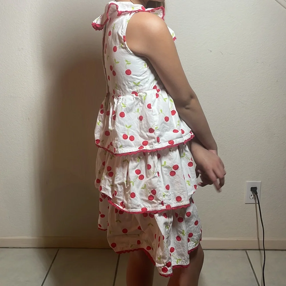 Gymboree red and white tiered cherries dress